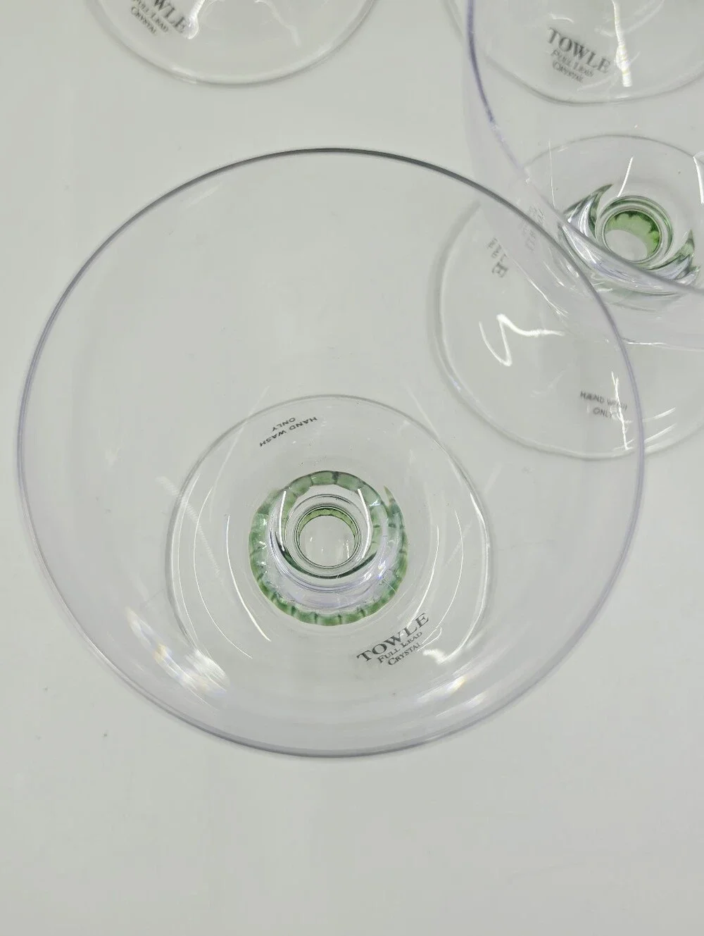 Towle Elena Verde Water Goblets Full Crystal Green Ribbed Ball Set Of 4 Austria